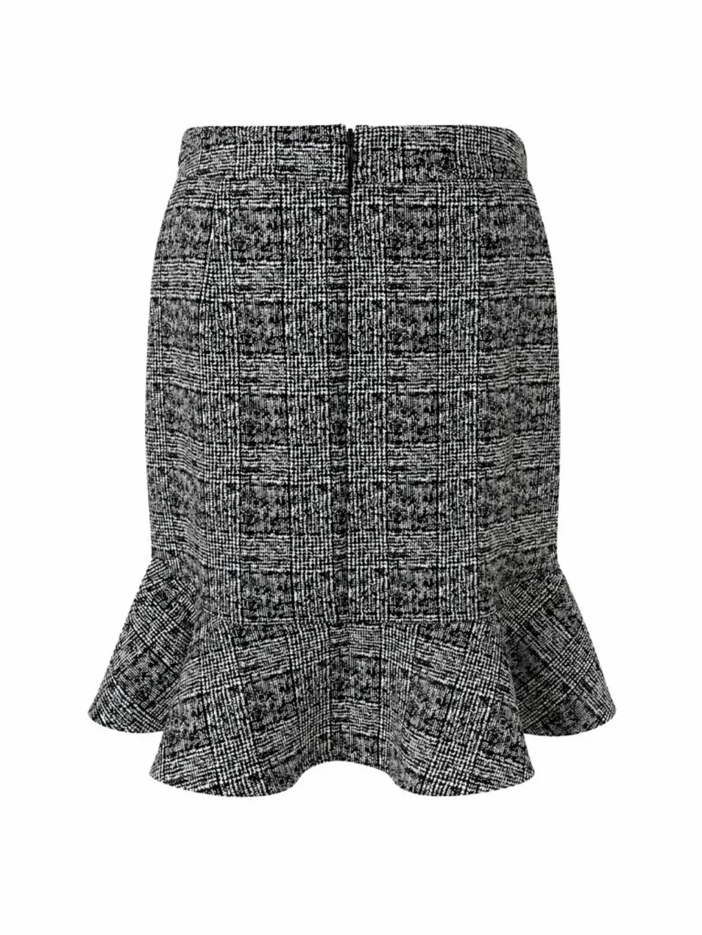 Banana Republic Black White Plaid Tweed Ruffle Hem Skirt Size 10 Career